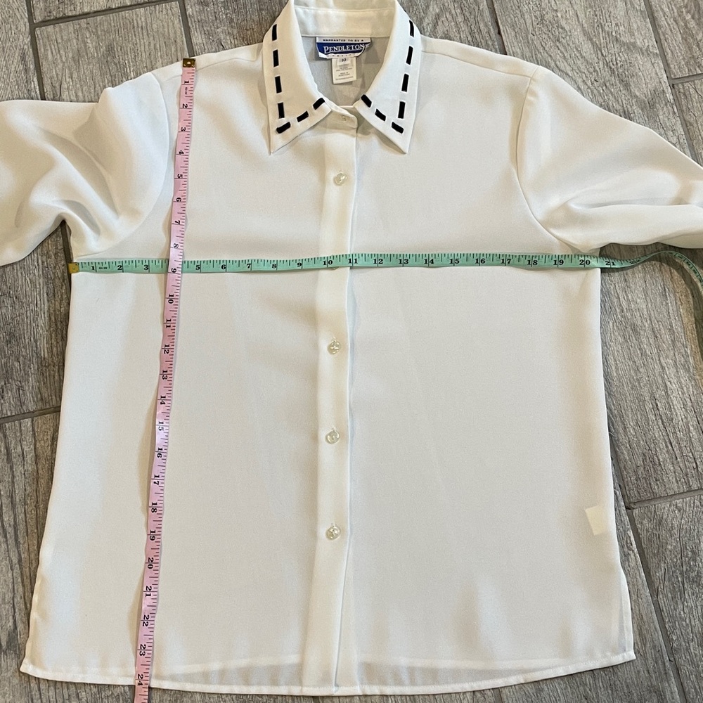 Vintage Pendleton White Button-Down Blouse Black … - image 7